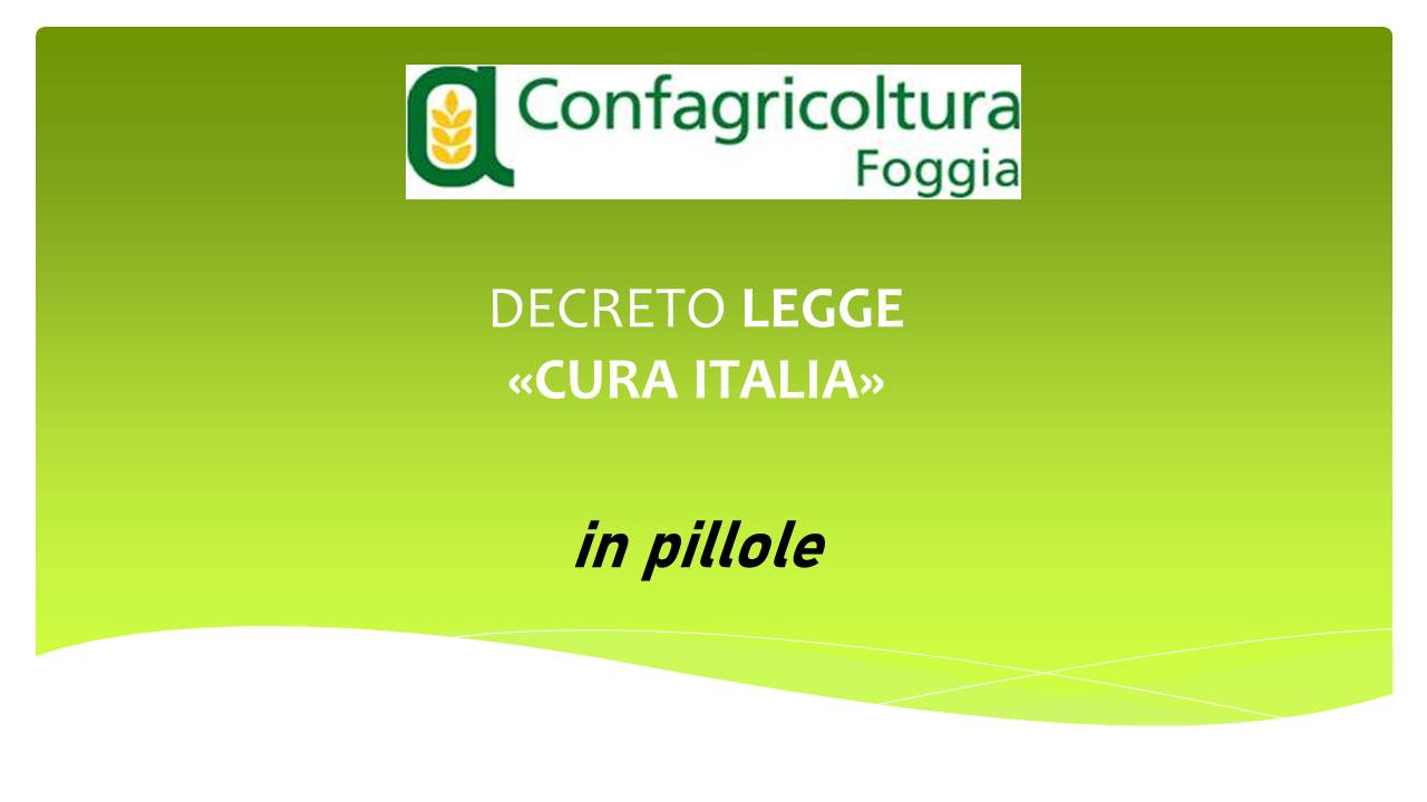 Decreto ” Cura Italia” …. in pillole