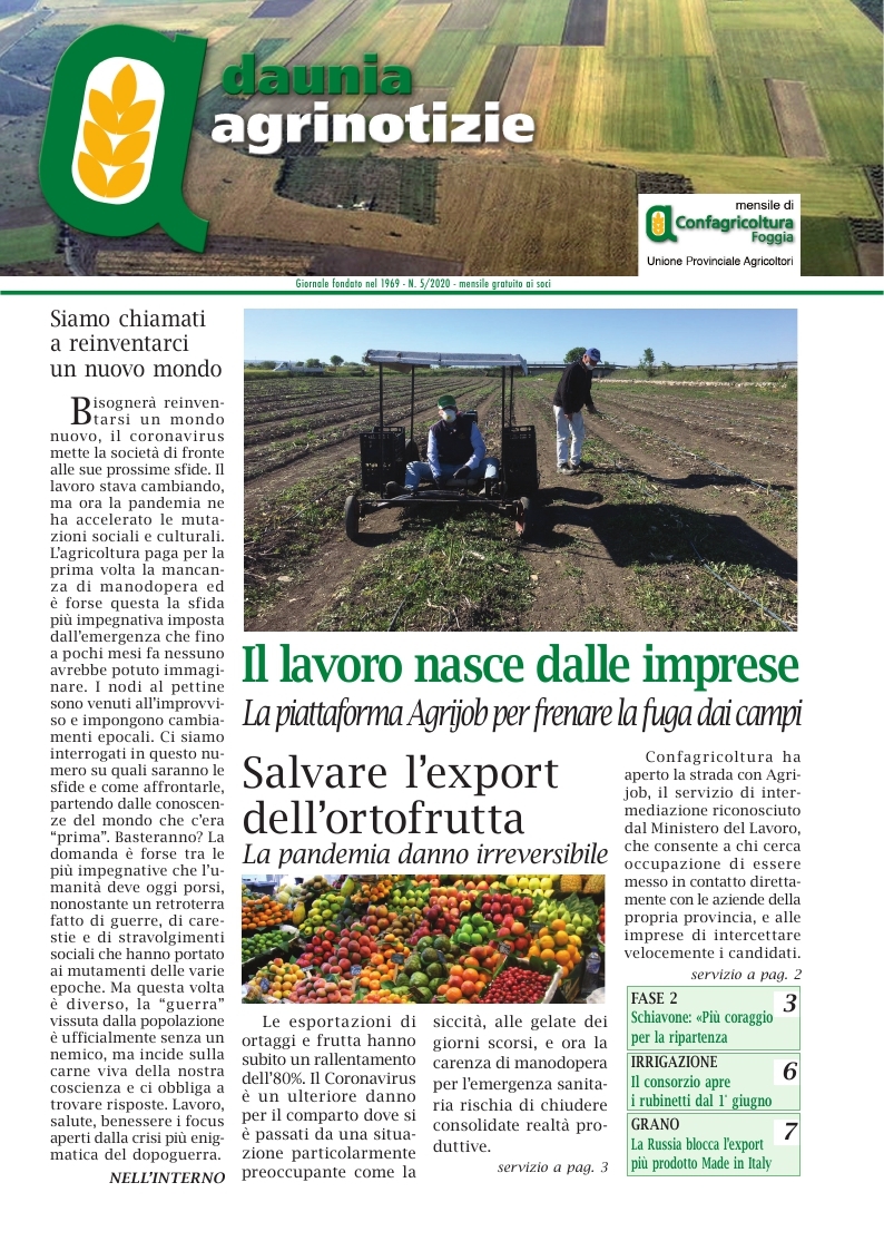 Daunia Agrinotizie  Maggio 2020